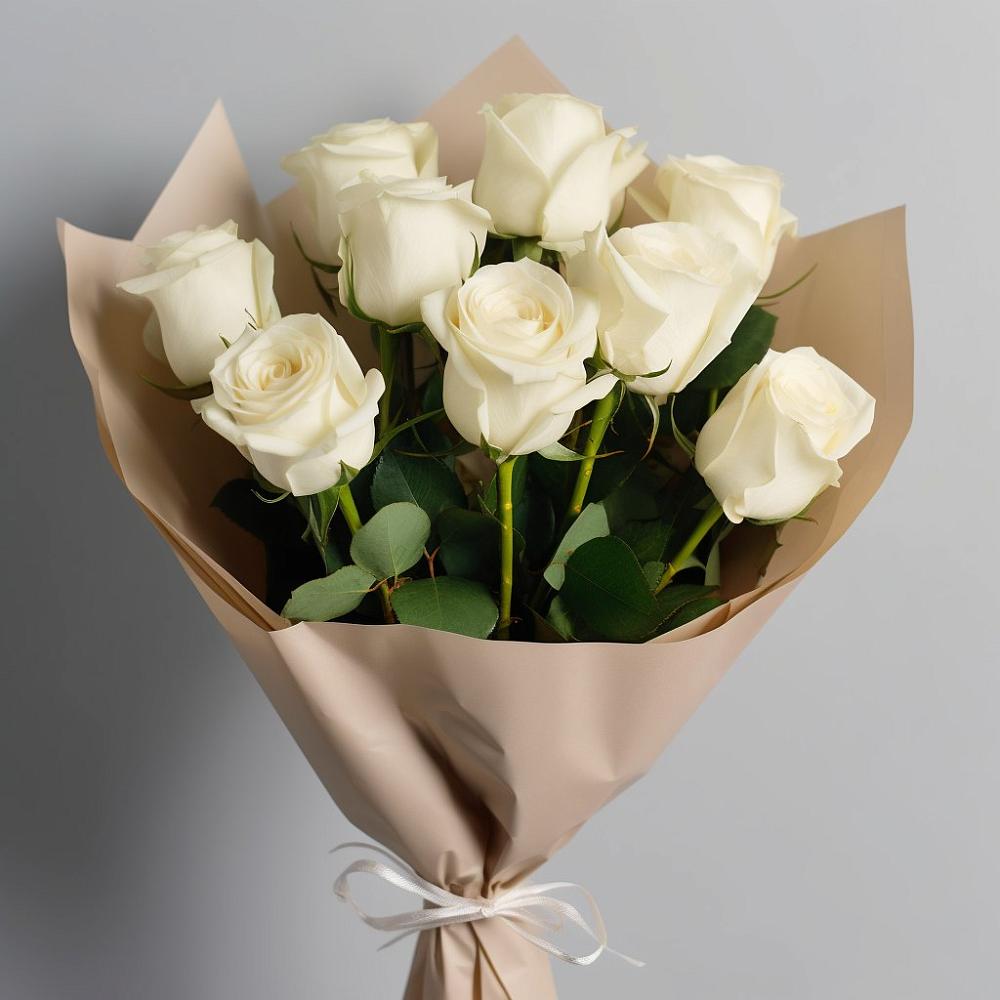 Букет 9 Белых роз Эдлесс Лав в Ям