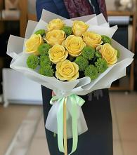 Букет цветов из:  Хризантемы и Розы в Ям