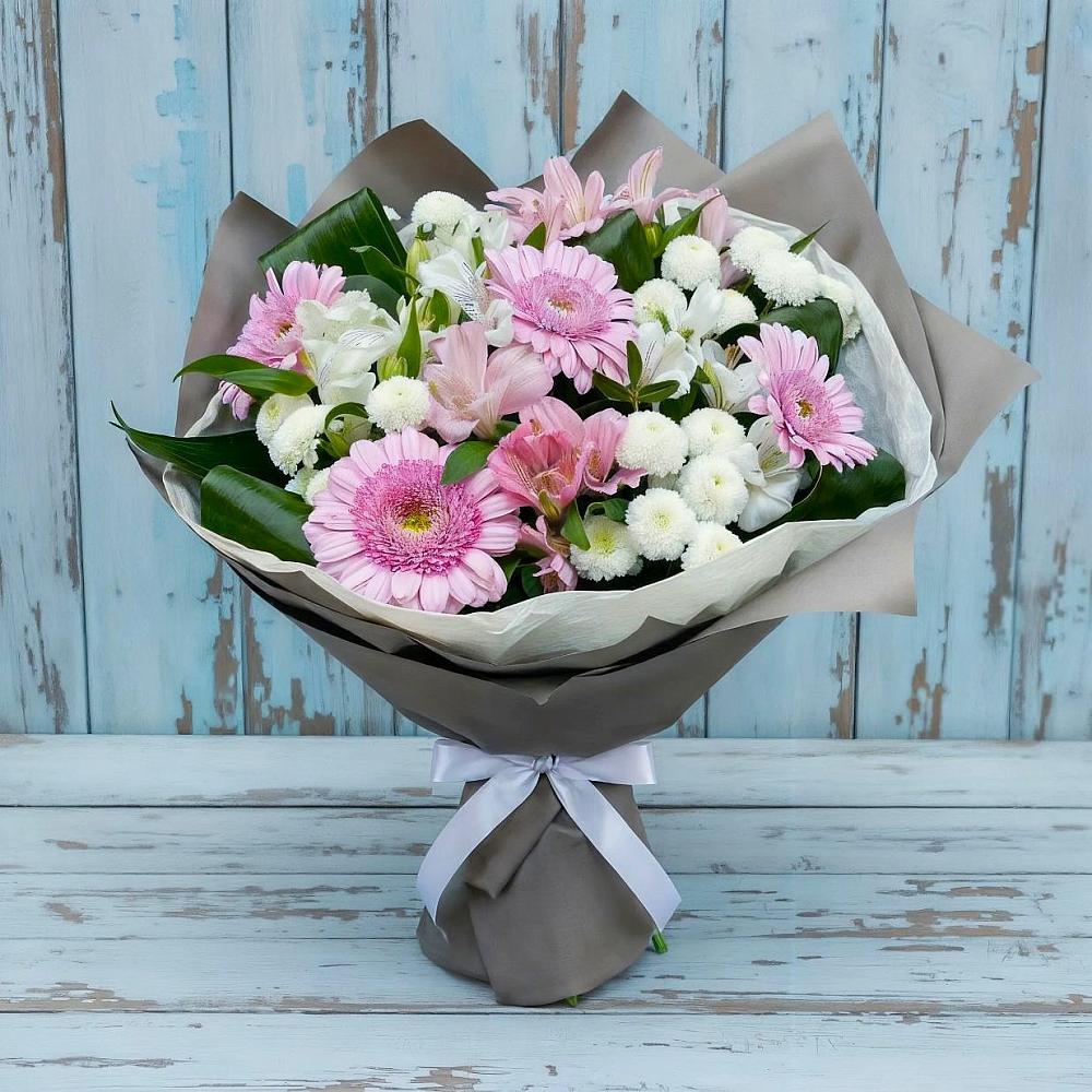 Букет цветов из: Герберы, Альстромерии и Хризантемы в Ям