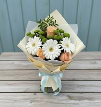 Букет цветов из:  Герберы, Розы и Хризантемы в Ям